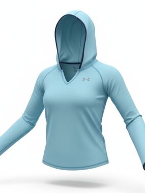 Under Armour Light Blue Hooded Long Sleeve Top